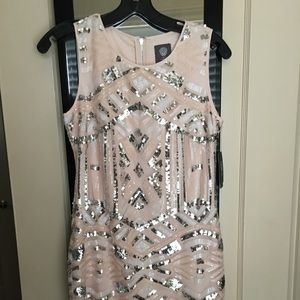 Vince Camuto Blush Rose Sequin Sheath Dress